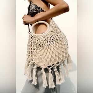 Zara bohemian-style Macrame Fringe Bag
